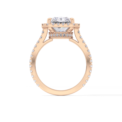 Radiant Halo & Pave Lab Grown Diamond Engagement Ring
