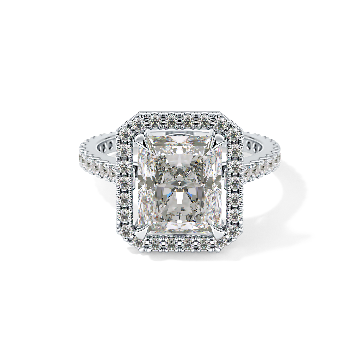 Radiant Halo & Pave Lab Grown Diamond Engagement Ring