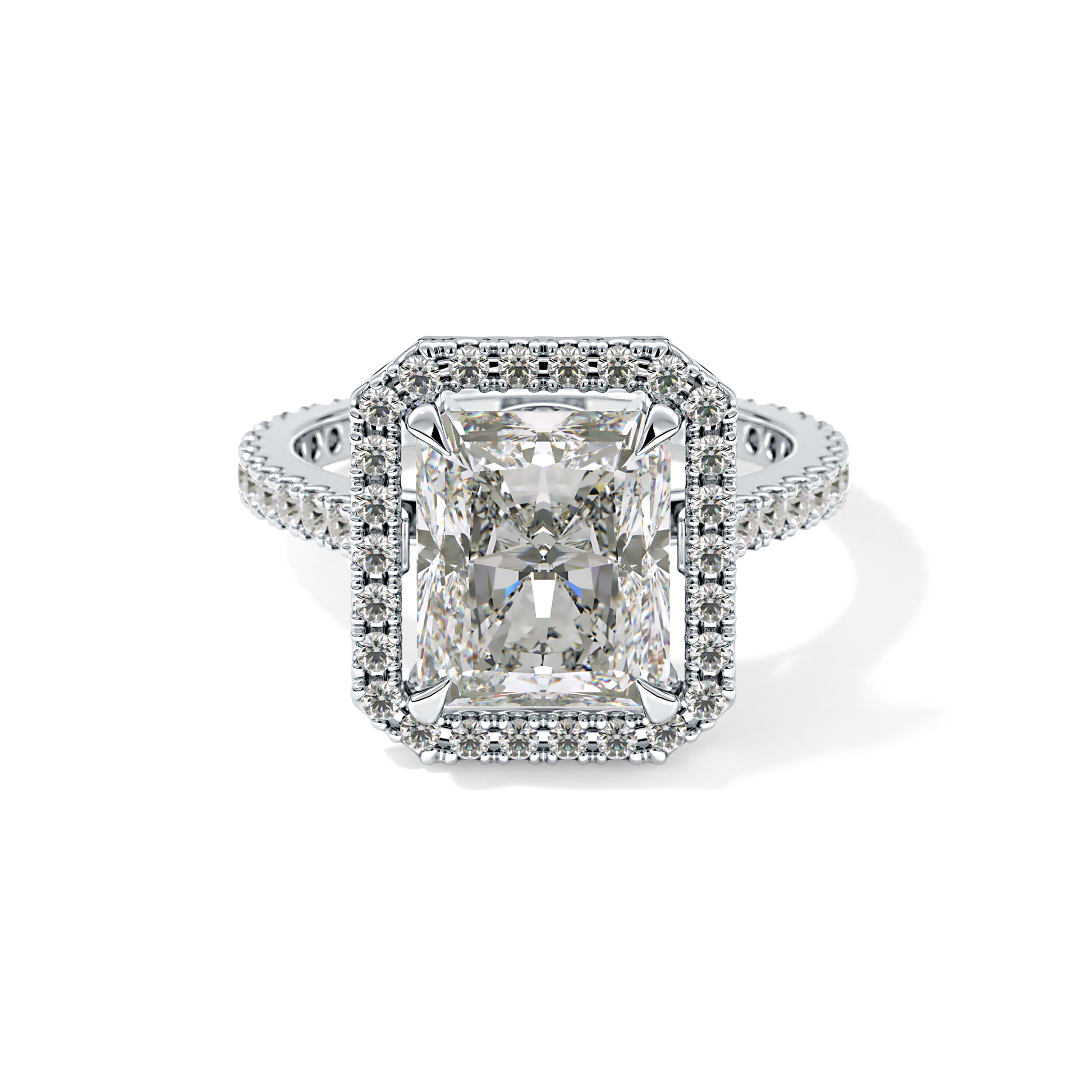 Radiant Halo & Pave Lab Grown Diamond Engagement Ring