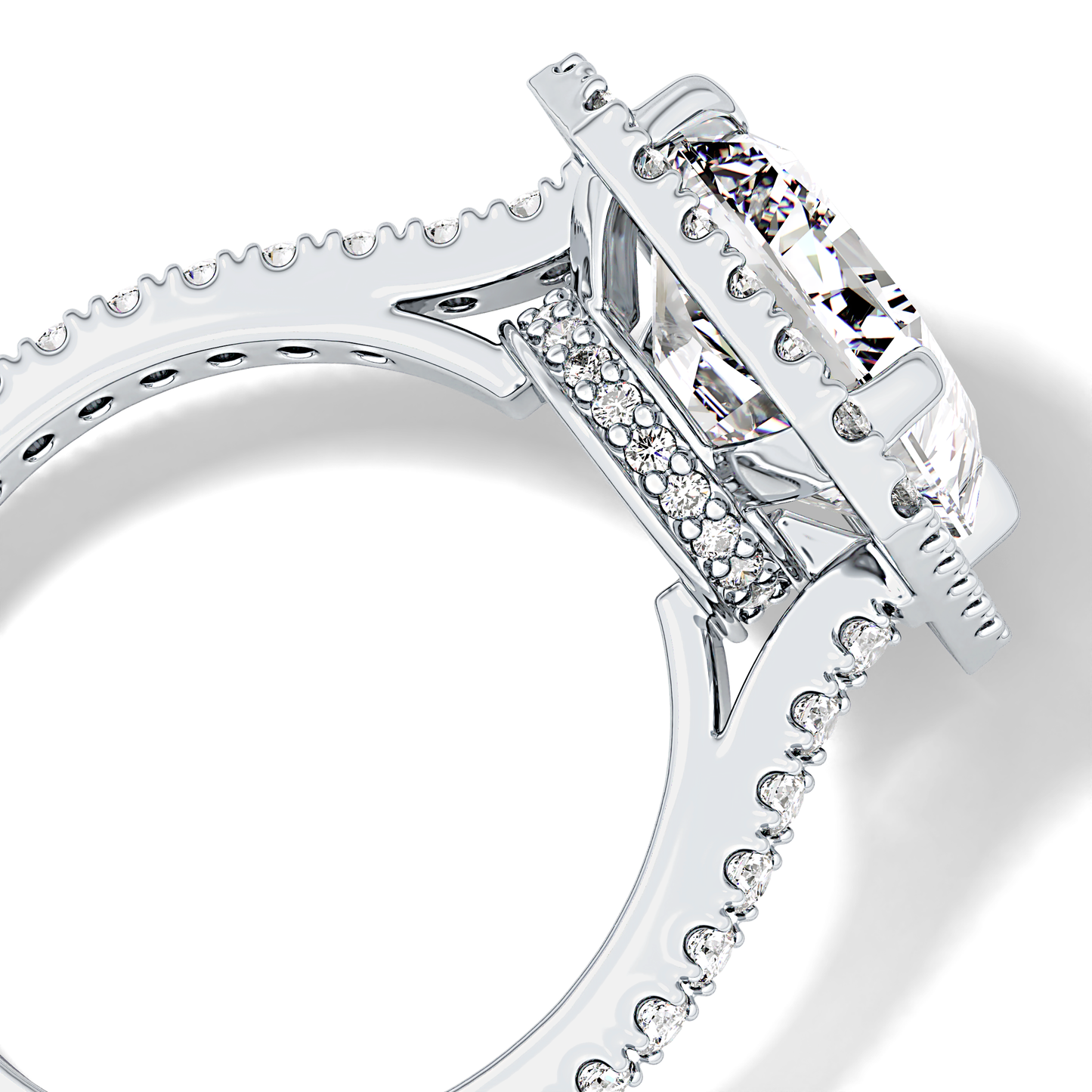 Radiant Halo & Pave Lab Grown Diamond Engagement Ring