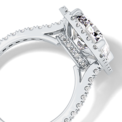 Radiant Halo & Pave Lab Grown Diamond Engagement Ring