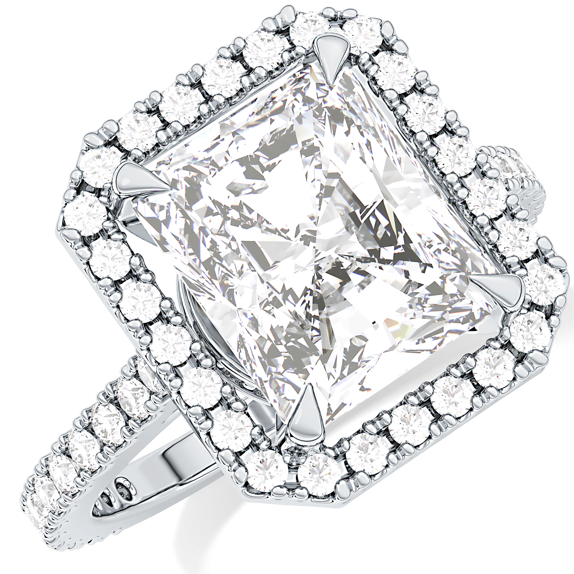 Radiant Halo & Pave Lab Grown Diamond Engagement Ring