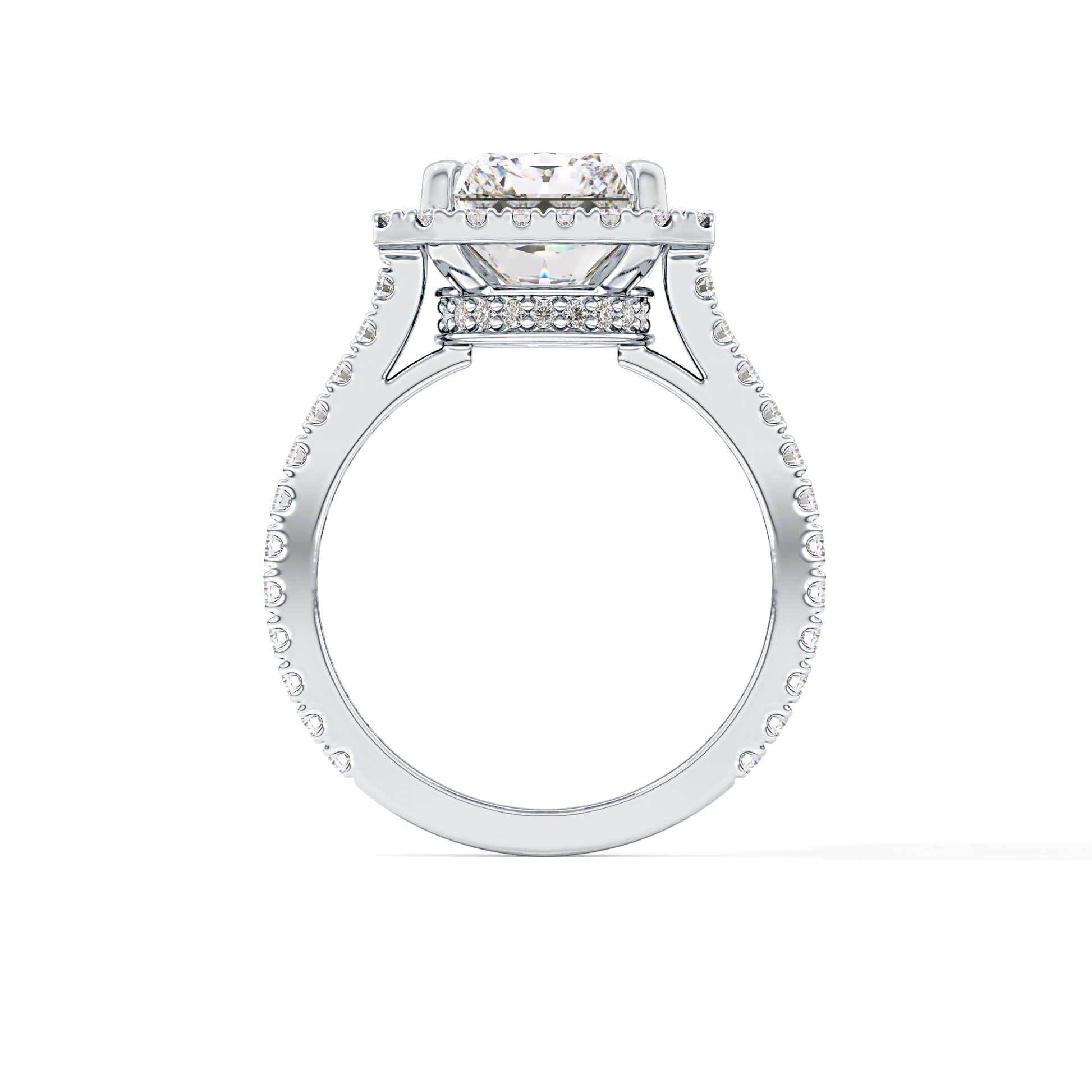Radiant Halo & Pave Lab Grown Diamond Engagement Ring