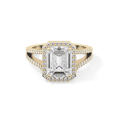 Emerald Halo & Split Shank Pave Lab Grown Diamond Engagement Ring
