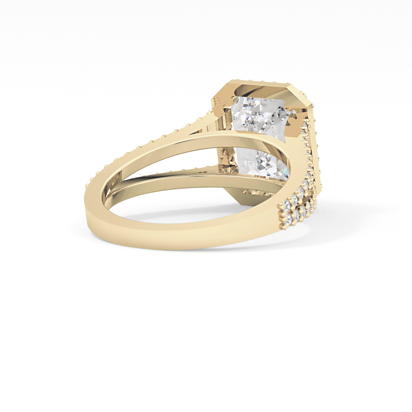 Emerald Halo & Split Shank Pave Lab Grown Diamond Engagement Ring