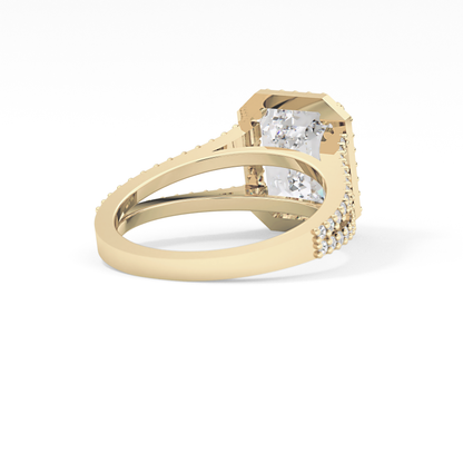 Emerald Halo & Split Shank Pave Lab Grown Diamond Engagement Ring