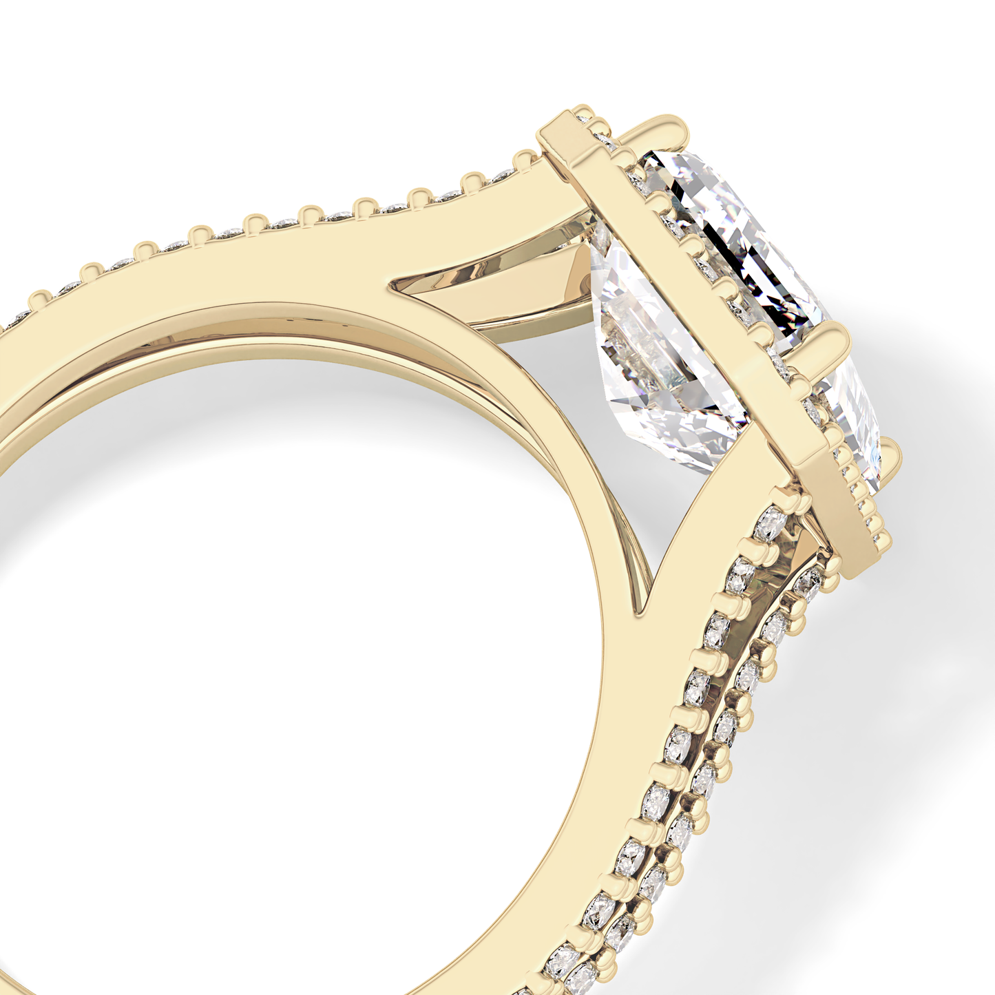 Emerald Halo & Split Shank Pave Lab Grown Diamond Engagement Ring