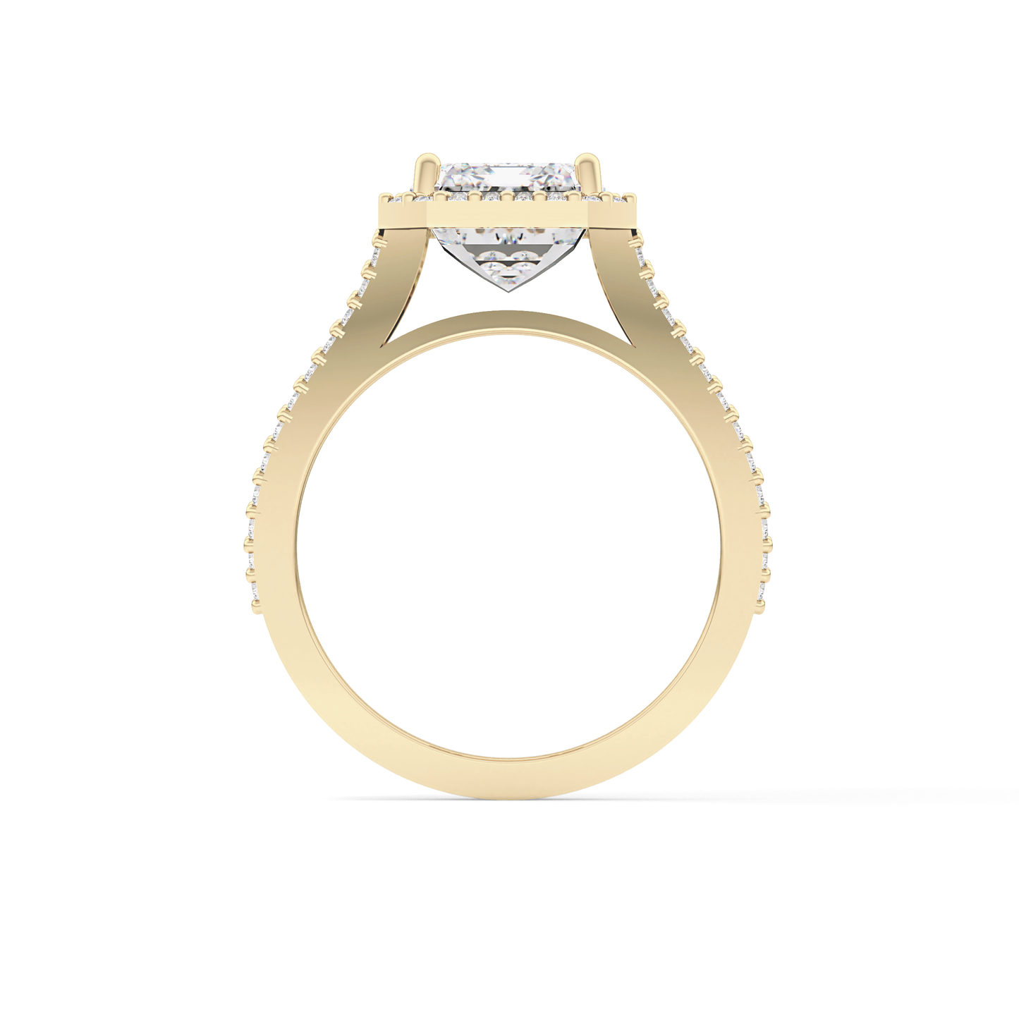 Emerald Halo & Split Shank Pave Lab Grown Diamond Engagement Ring