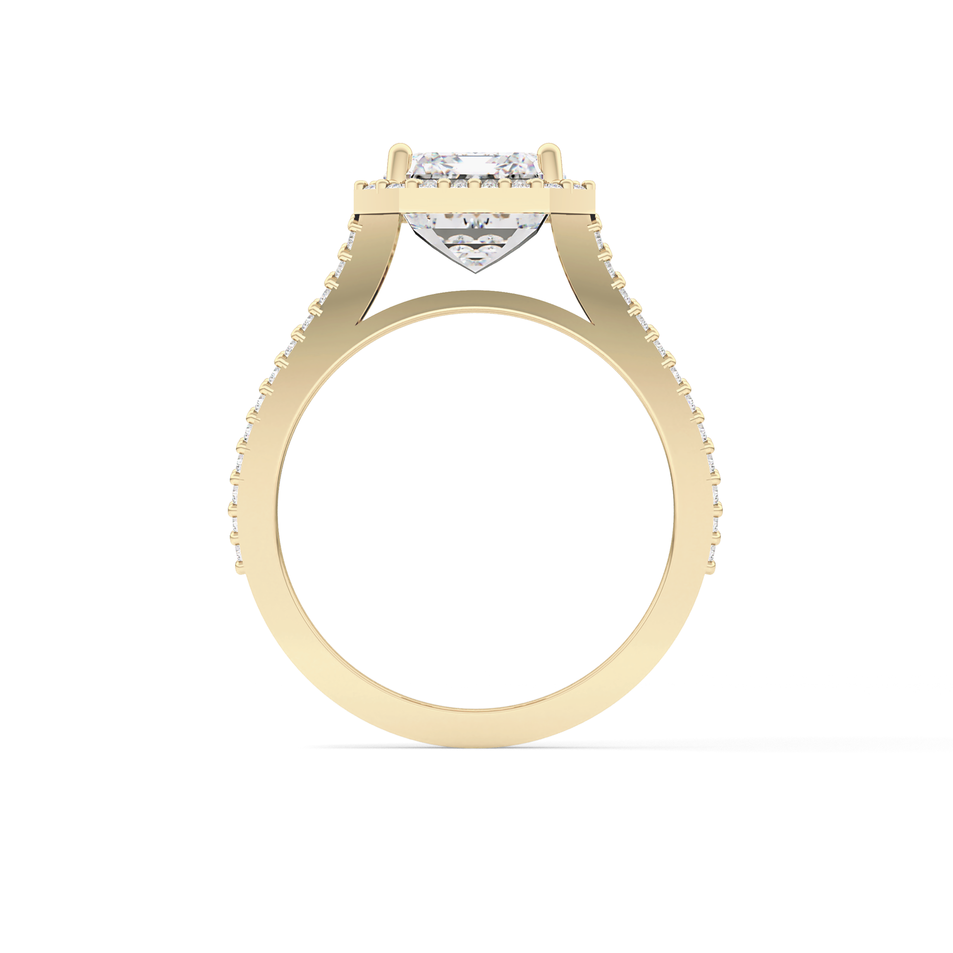 Emerald Halo & Split Shank Pave Lab Grown Diamond Engagement Ring
