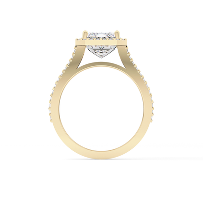 Emerald Halo & Split Shank Pave Lab Grown Diamond Engagement Ring