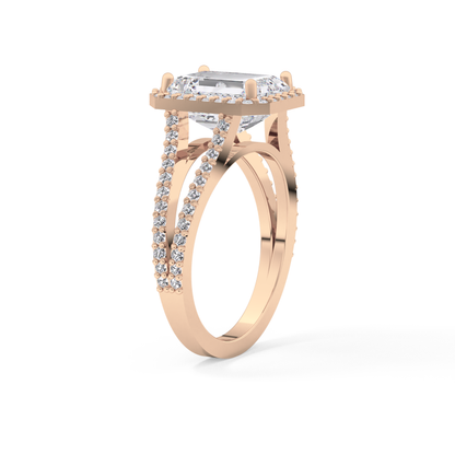 Emerald Halo & Split Shank Pave Lab Grown Diamond Engagement Ring