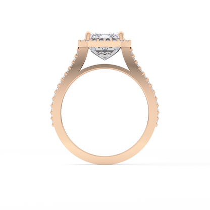 Emerald Halo & Split Shank Pave Lab Grown Diamond Engagement Ring