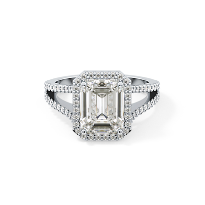 Emerald Halo & Split Shank Pave Lab Grown Diamond Engagement Ring