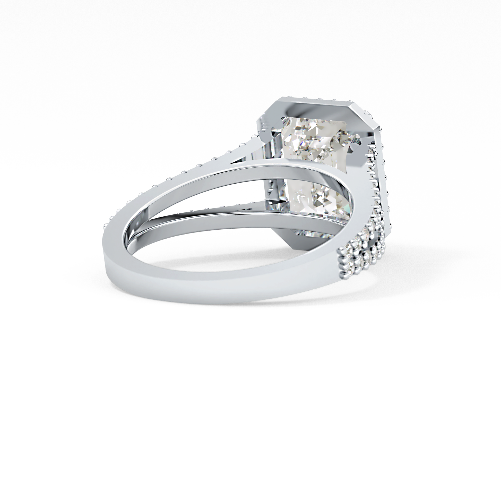 Emerald Halo & Split Shank Pave Lab Grown Diamond Engagement Ring