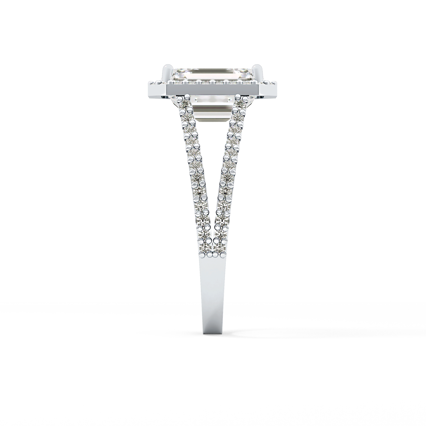 Emerald Halo & Split Shank Pave Lab Grown Diamond Engagement Ring