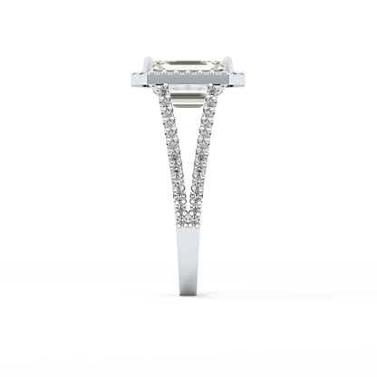Emerald Halo & Split Shank Pave Lab Grown Diamond Engagement Ring