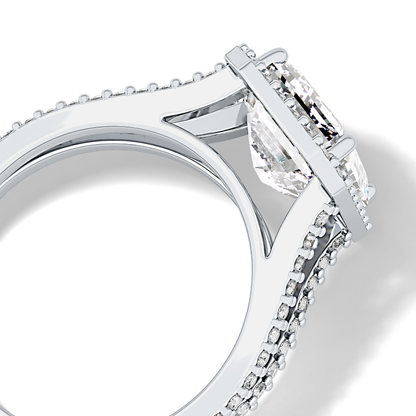 Emerald Halo & Split Shank Pave Lab Grown Diamond Engagement Ring