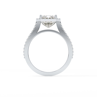 Emerald Halo & Split Shank Pave Lab Grown Diamond Engagement Ring