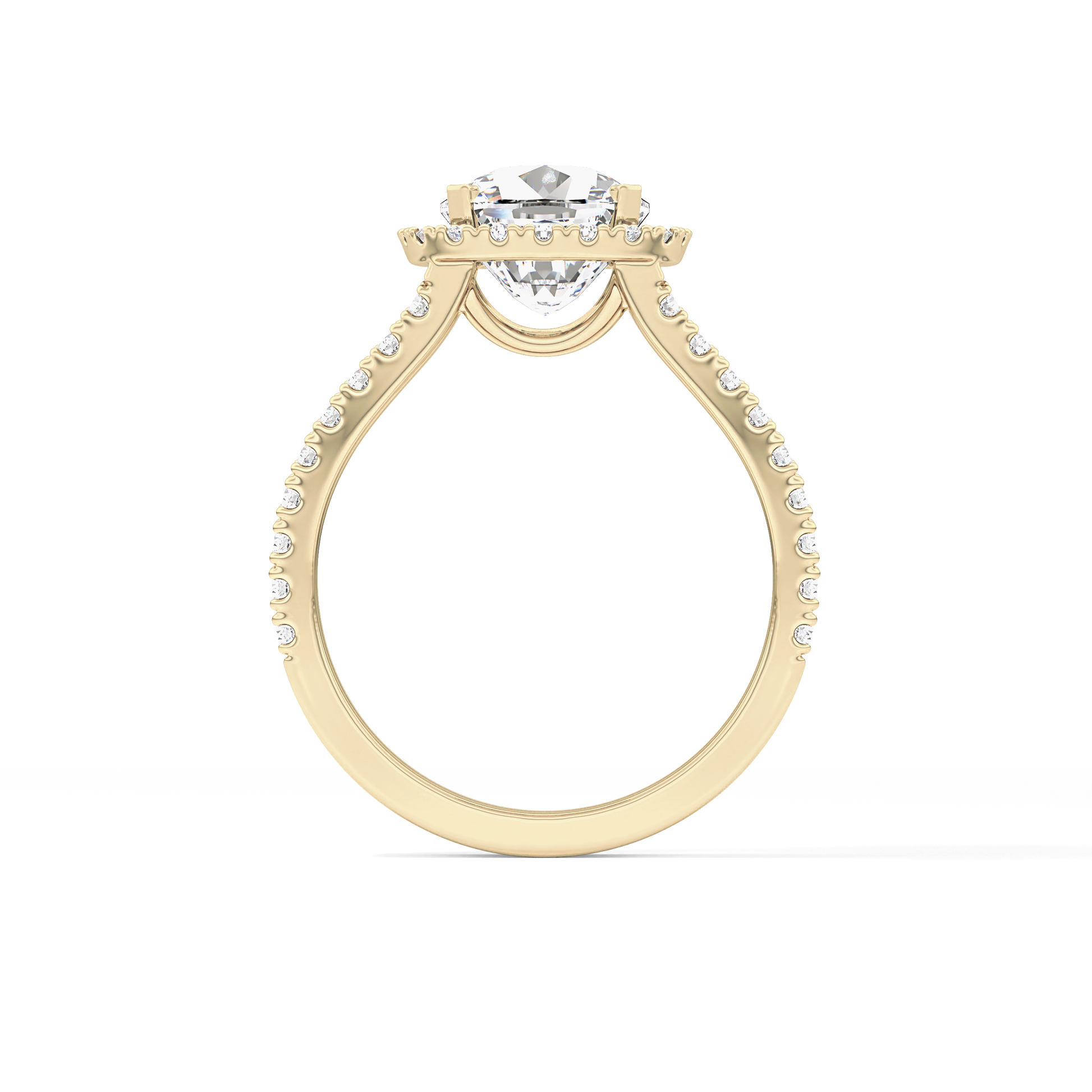 Cushion Pave Split Shank & Halo Lab Grown Diamond Engagement Ring