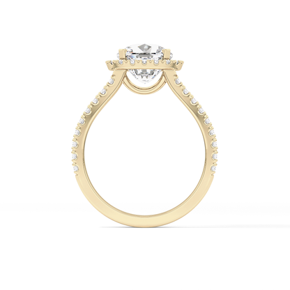 Cushion Pave Split Shank & Halo Lab Grown Diamond Engagement Ring
