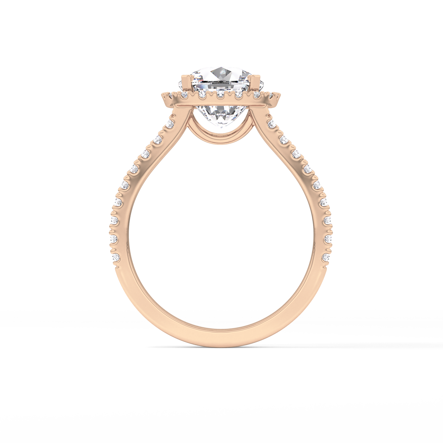Cushion Pave Split Shank & Halo Lab Grown Diamond Engagement Ring