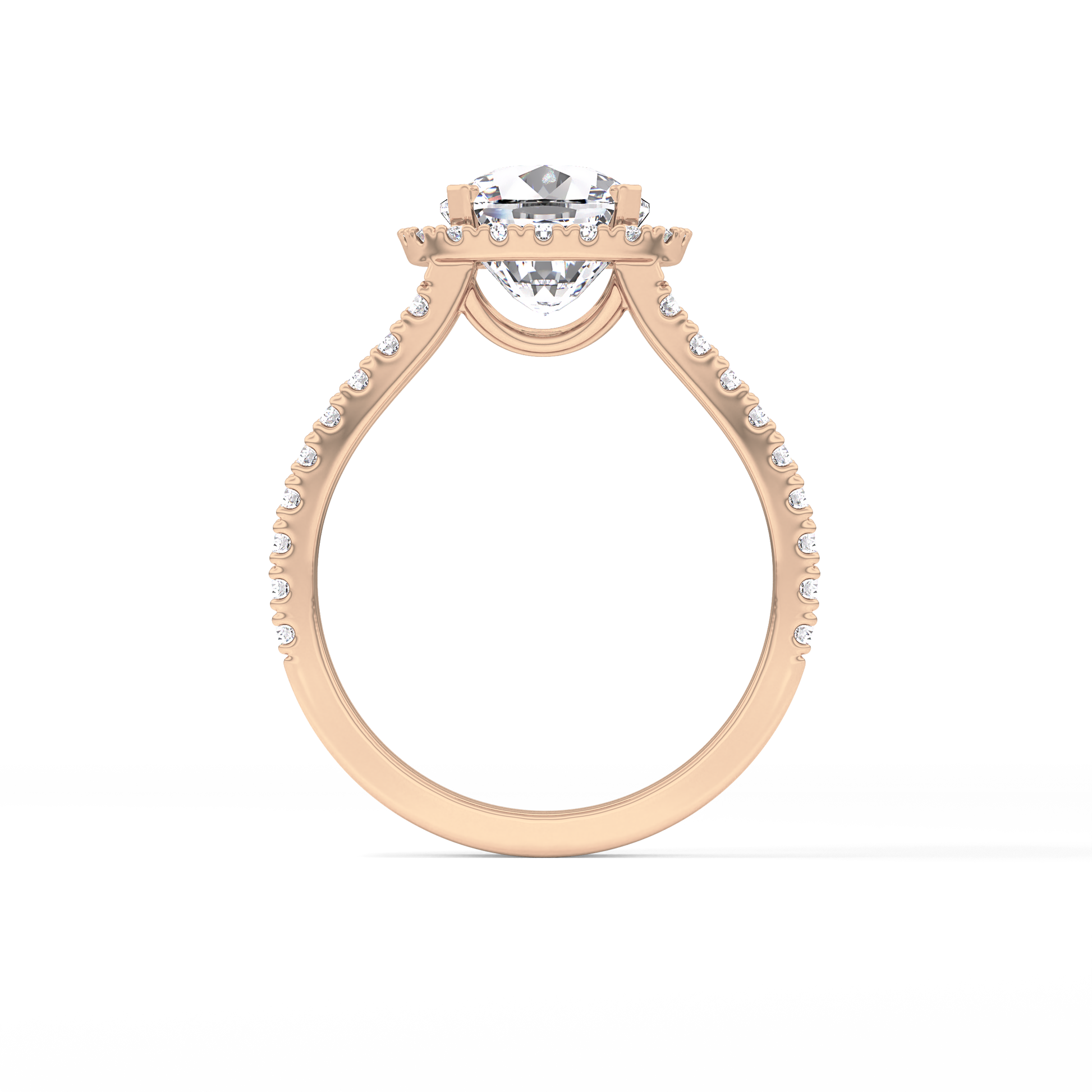 Cushion Pave Split Shank & Halo Lab Grown Diamond Engagement Ring
