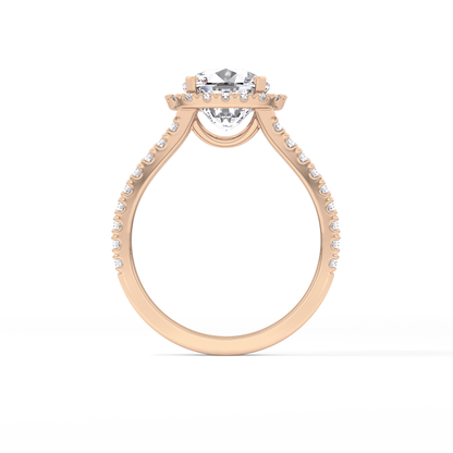 Cushion Pave Split Shank & Halo Lab Grown Diamond Engagement Ring