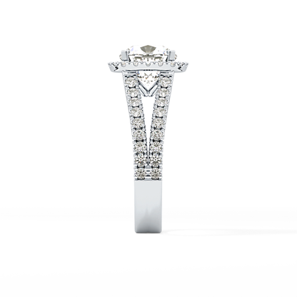 Cushion Pave Split Shank & Halo Lab Grown Diamond Engagement Ring