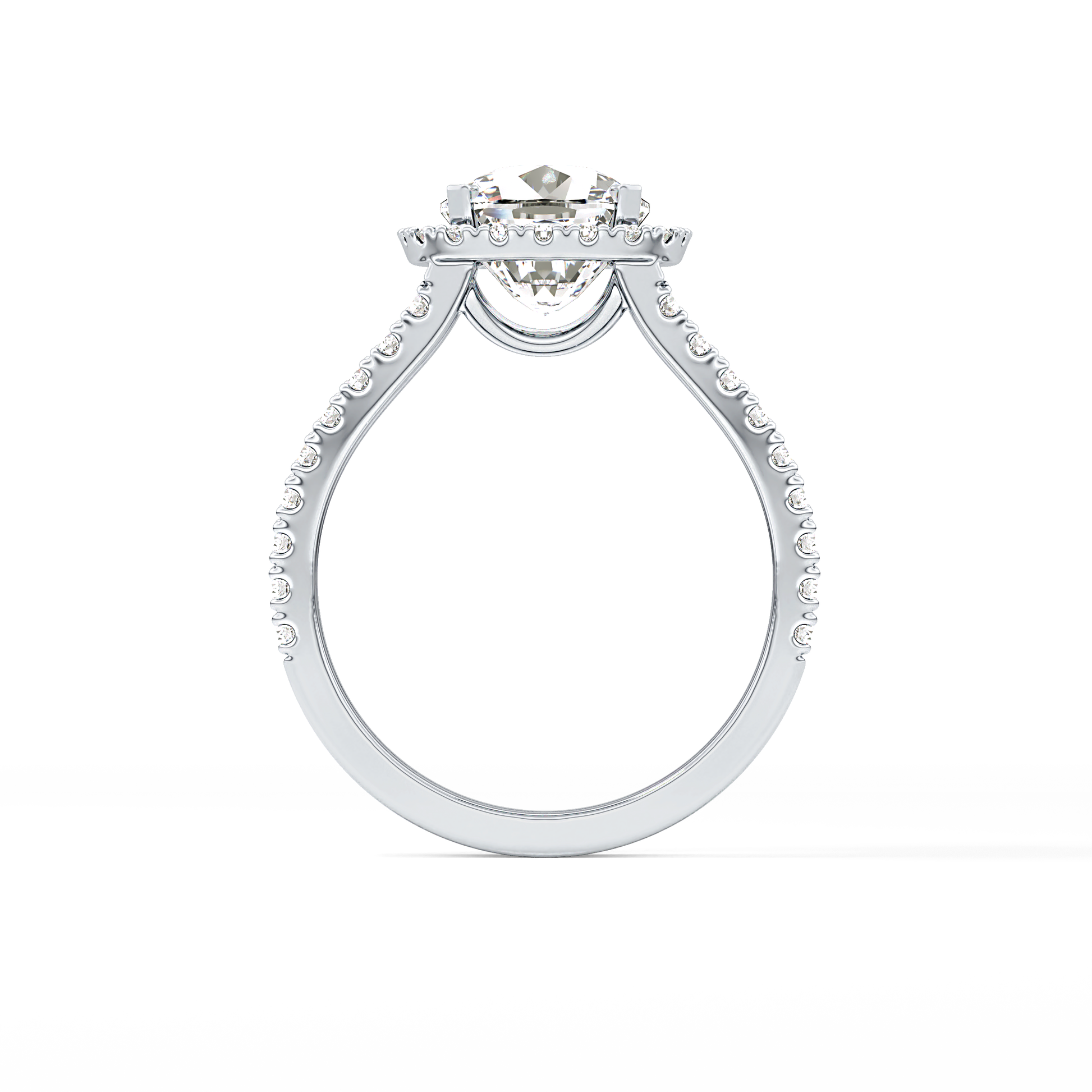 Cushion Pave Split Shank & Halo Lab Grown Diamond Engagement Ring