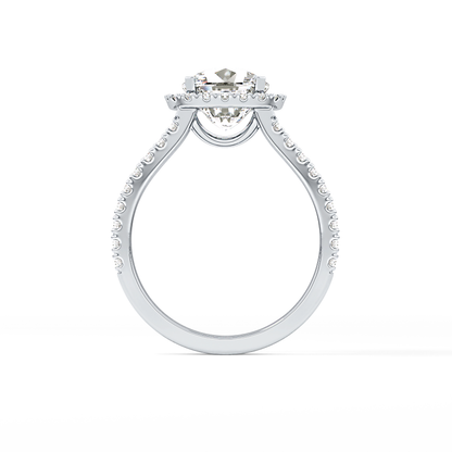 Cushion Pave Split Shank & Halo Lab Grown Diamond Engagement Ring