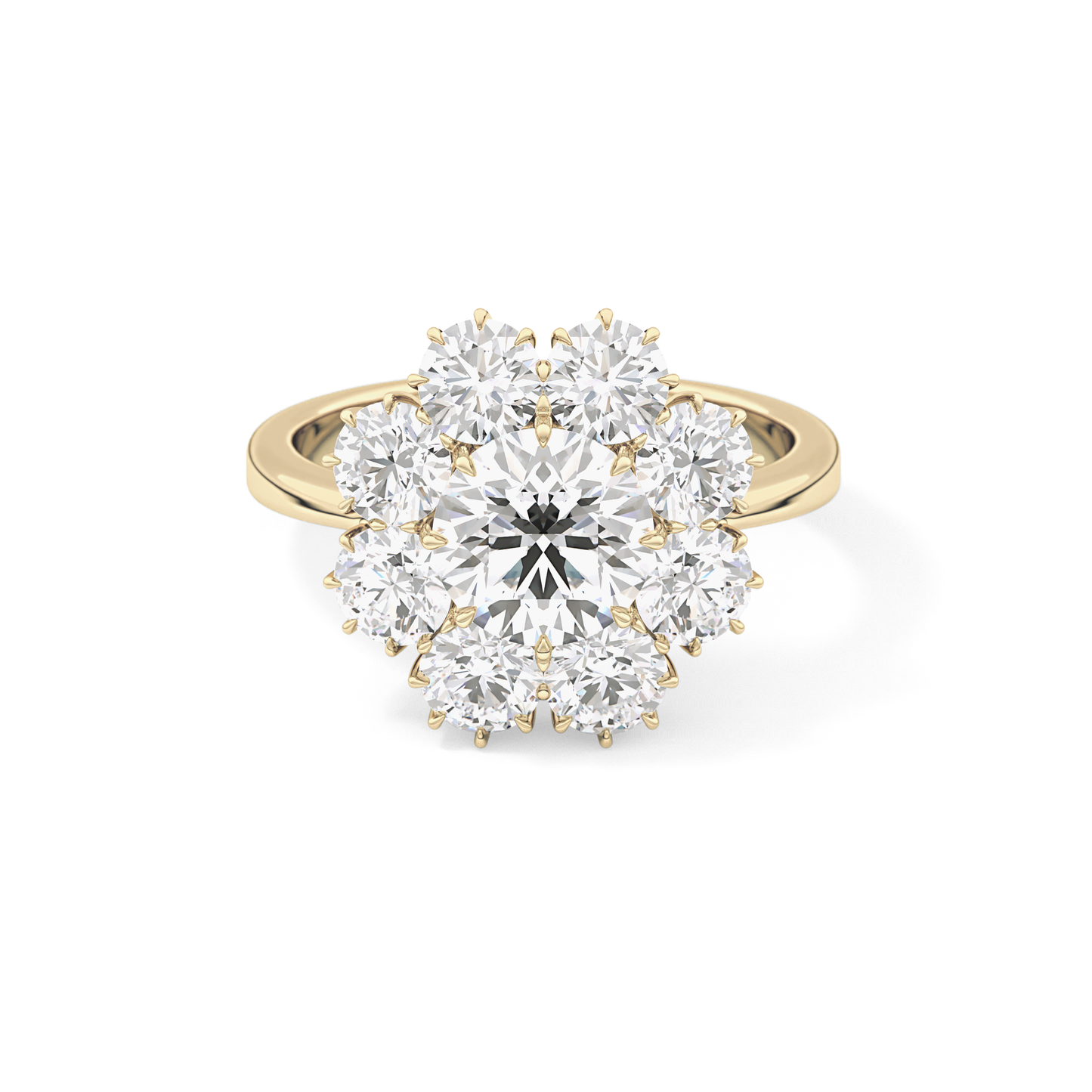 Round Cluster Lab Grown Diamond Engagement Ring