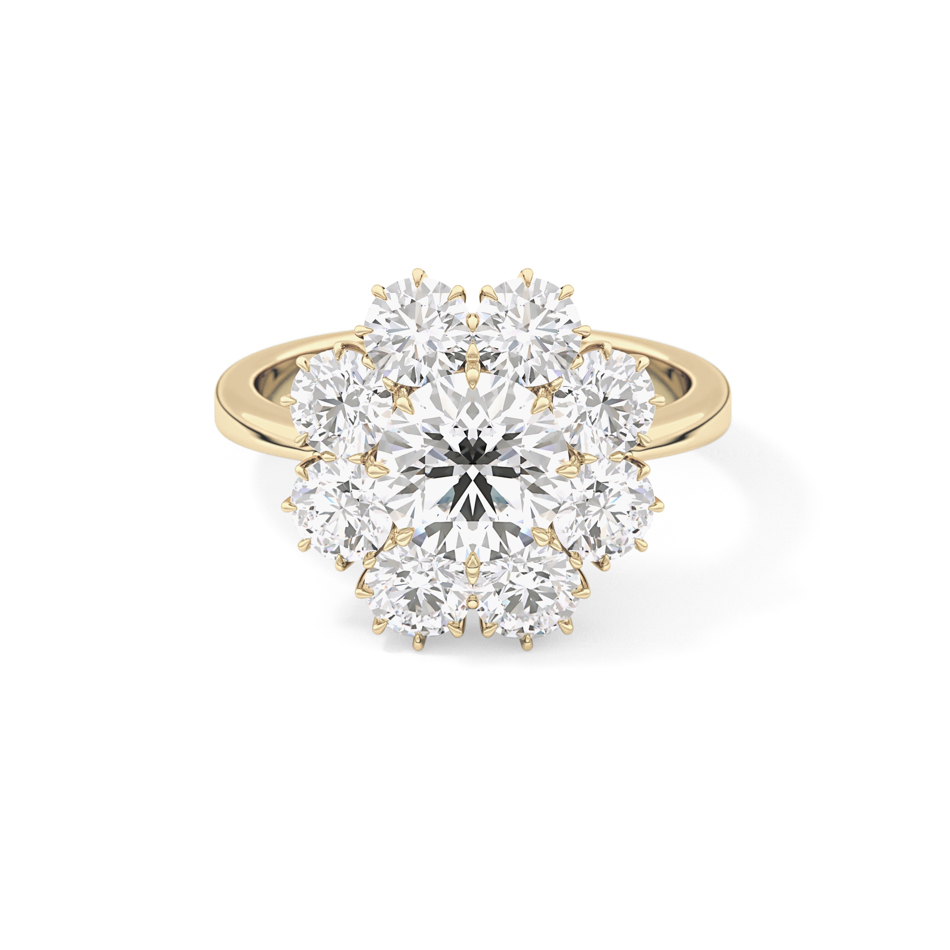Round Cluster Lab Grown Diamond Engagement Ring
