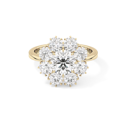 Round Cluster Lab Grown Diamond Engagement Ring