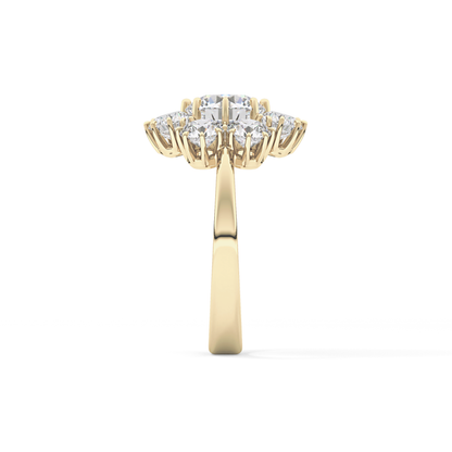 Round Cluster Lab Grown Diamond Engagement Ring