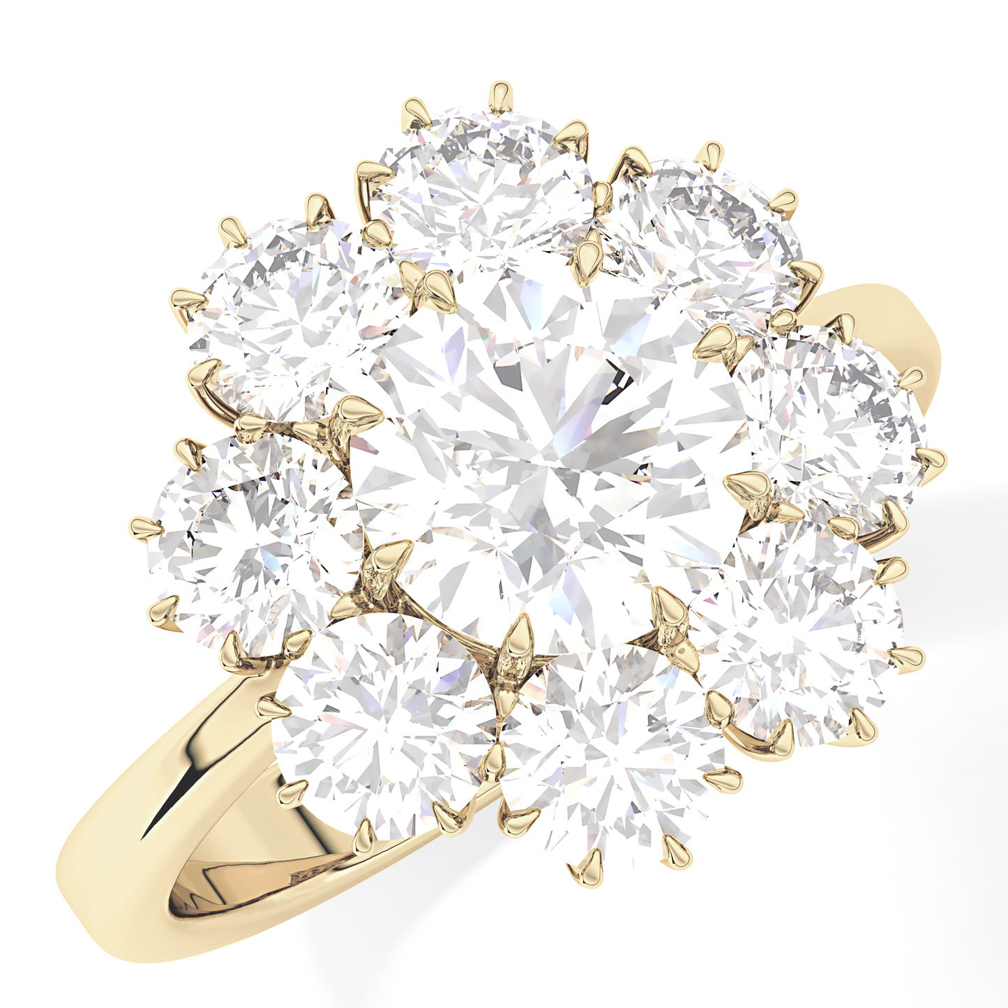 Round Cluster Lab Grown Diamond Engagement Ring