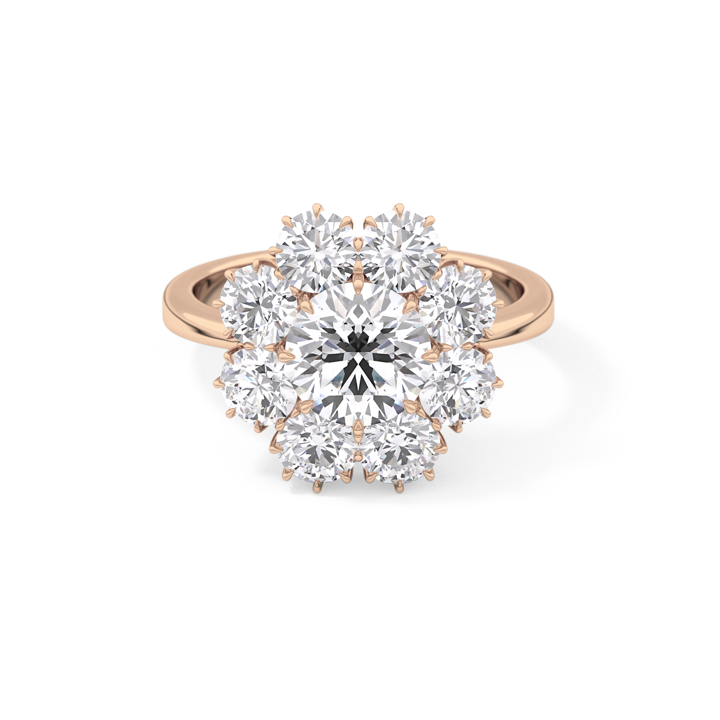 Round Cluster Lab Grown Diamond Engagement Ring