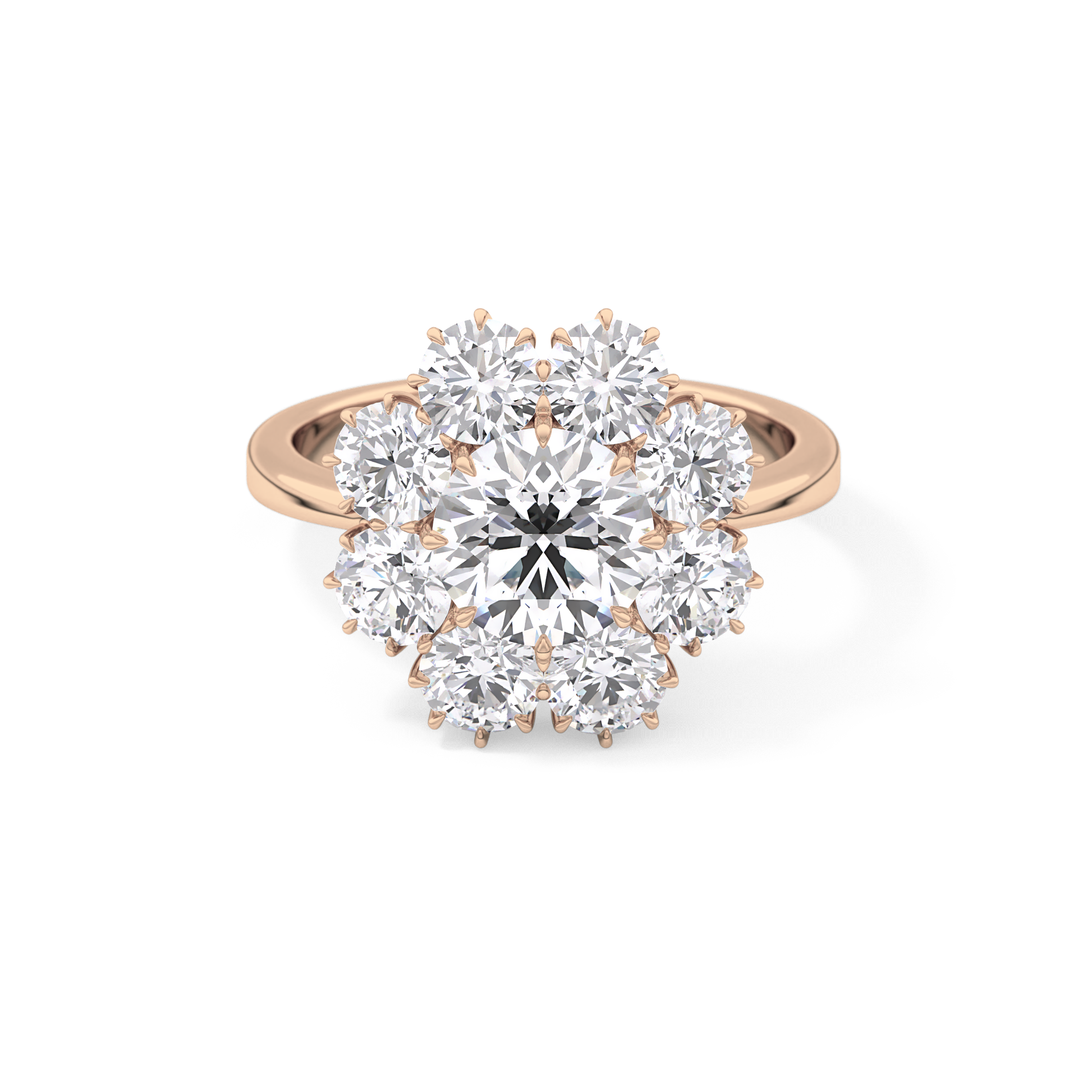 Round Cluster Lab Grown Diamond Engagement Ring