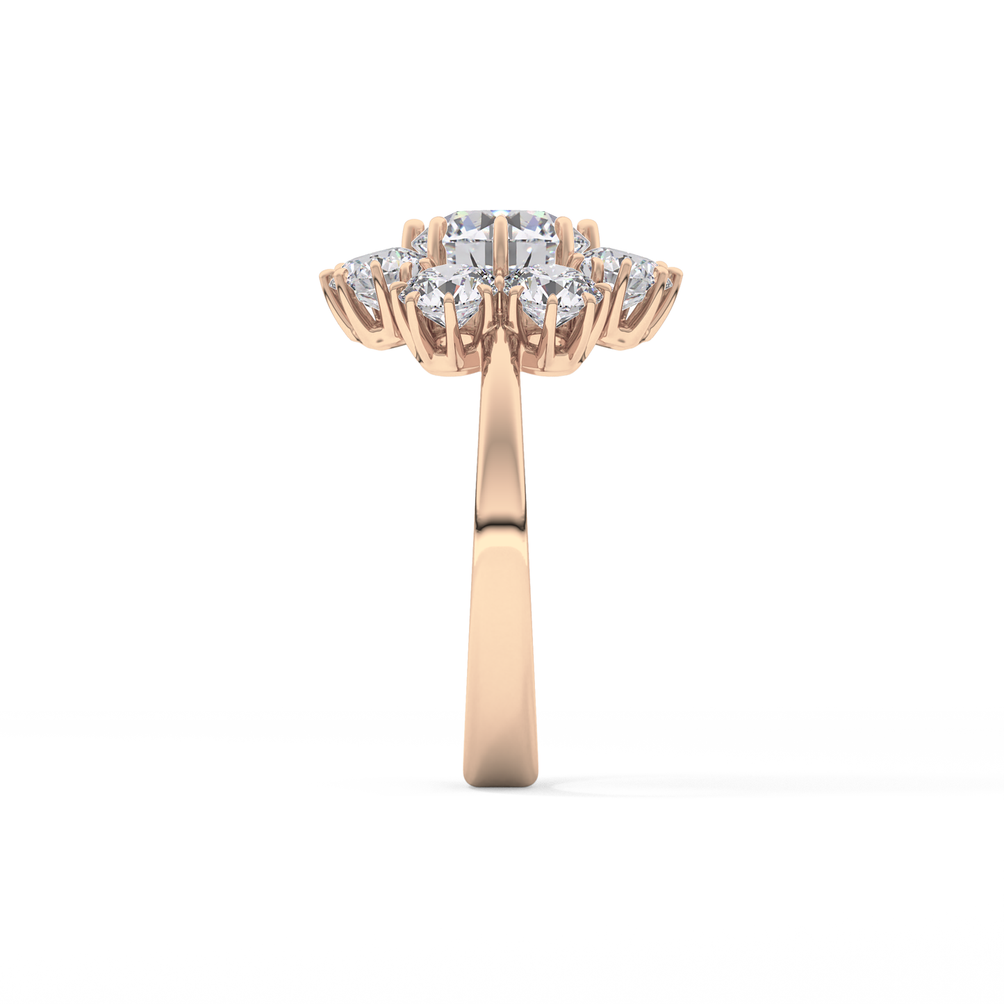 Round Cluster Lab Grown Diamond Engagement Ring