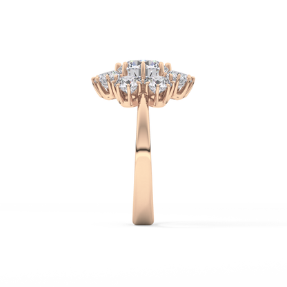 Round Cluster Lab Grown Diamond Engagement Ring
