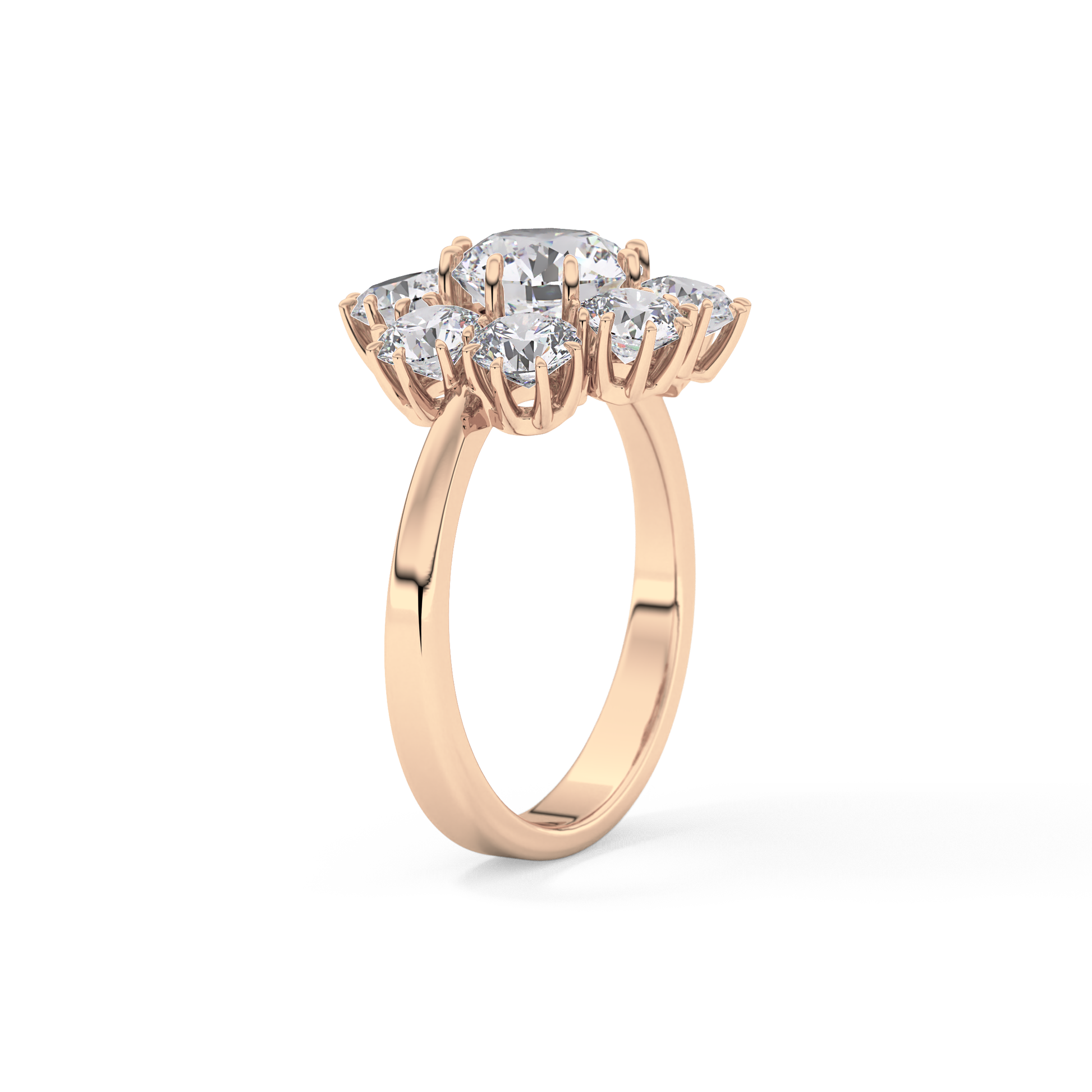 Round Cluster Lab Grown Diamond Engagement Ring