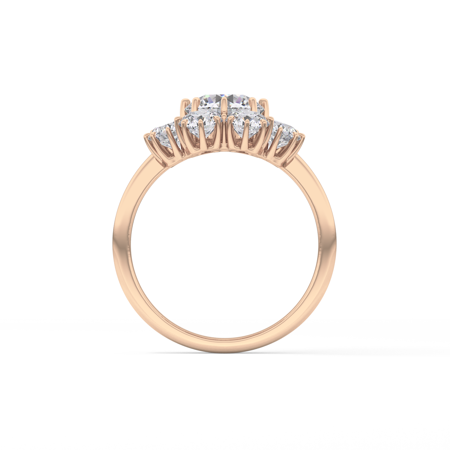 Round Cluster Lab Grown Diamond Engagement Ring