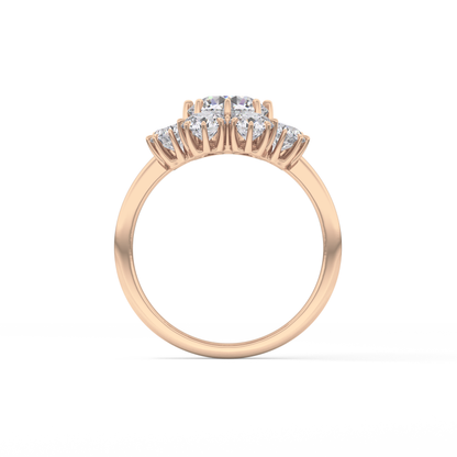 Round Cluster Lab Grown Diamond Engagement Ring