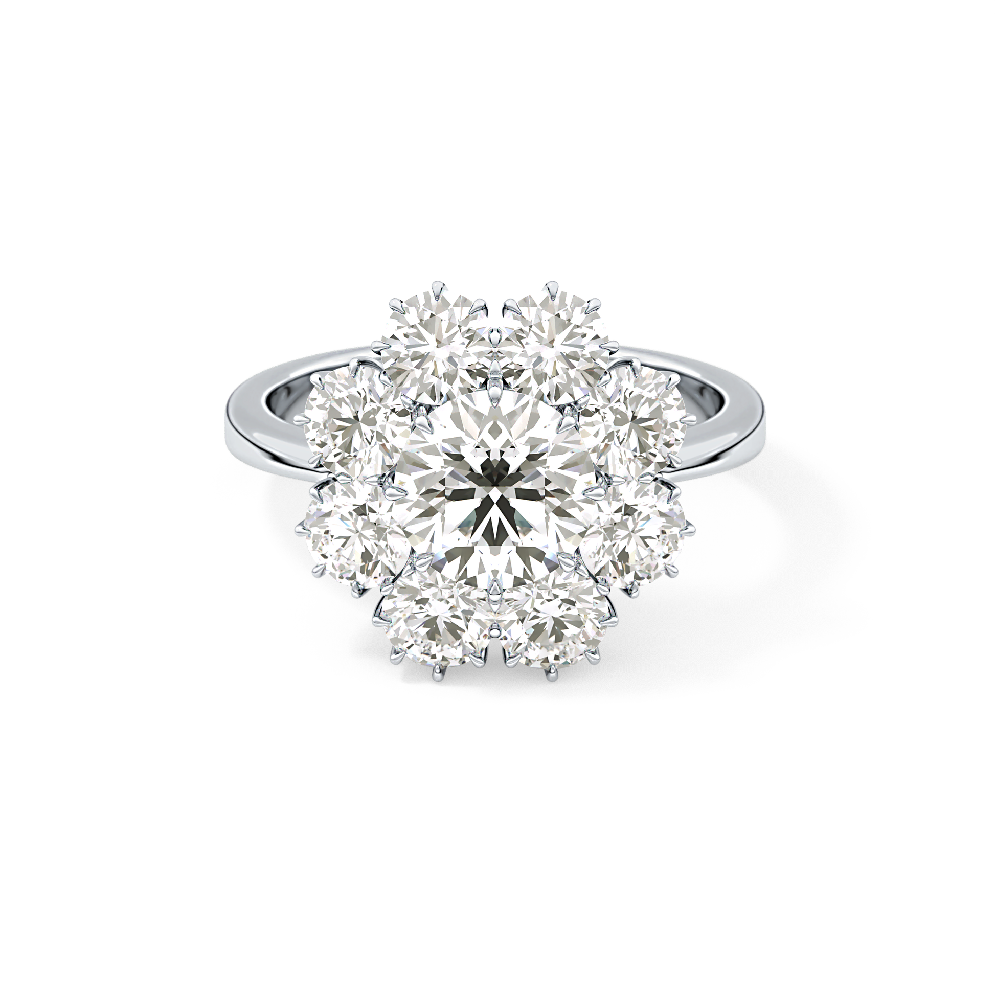 Round Cluster Lab Grown Diamond Engagement Ring