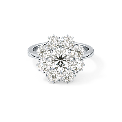 Round Cluster Lab Grown Diamond Engagement Ring