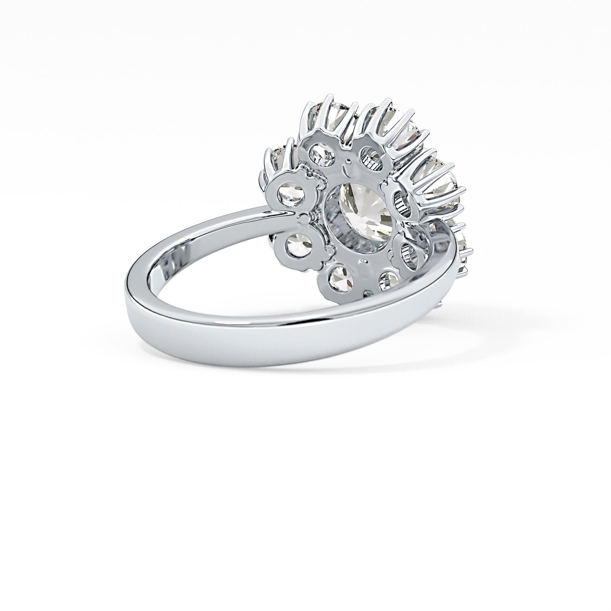 Round Cluster Lab Grown Diamond Engagement Ring