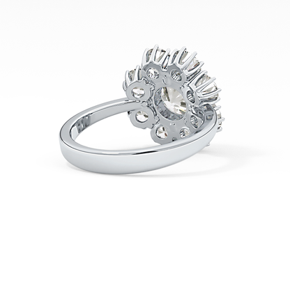 Round Cluster Lab Grown Diamond Engagement Ring