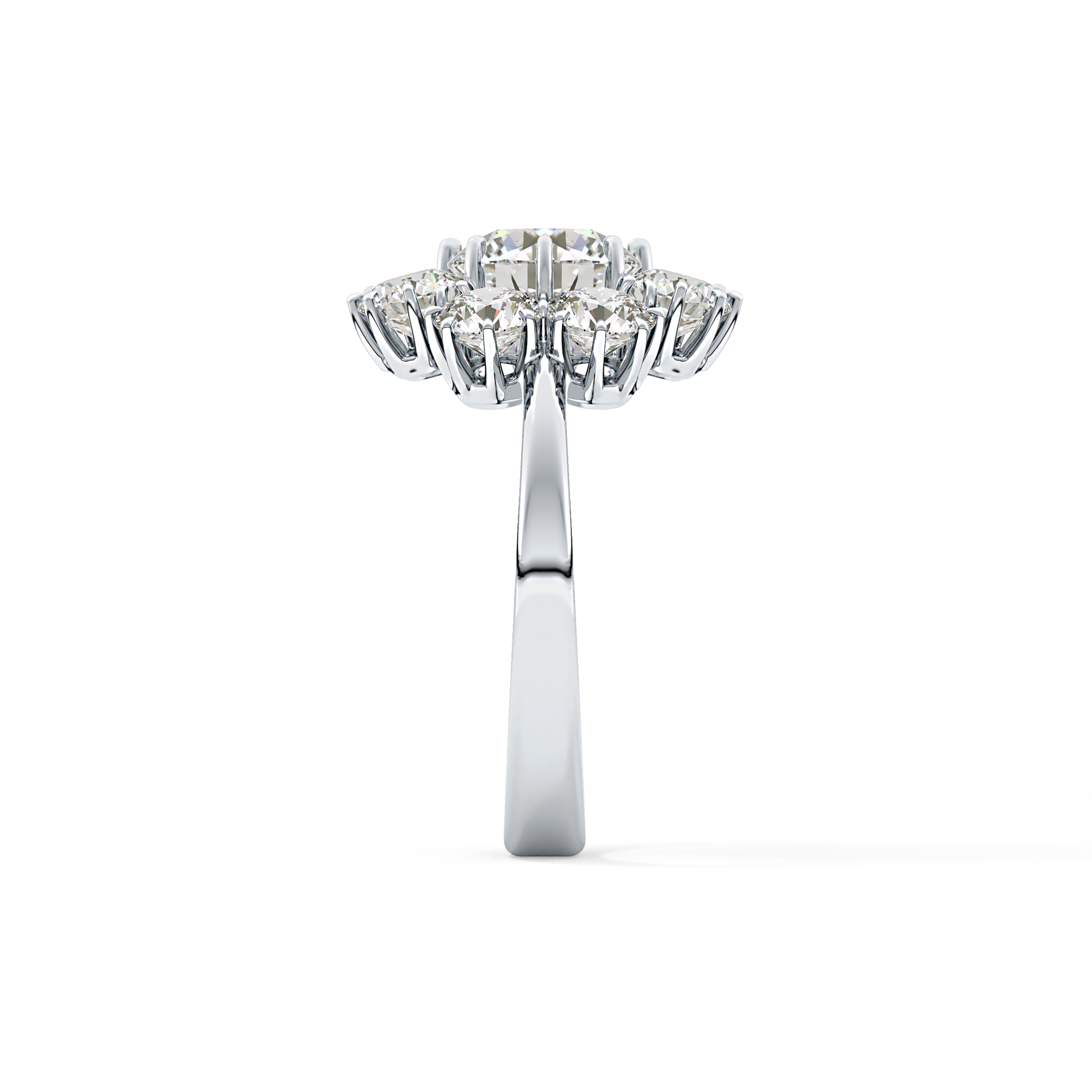 Round Cluster Lab Grown Diamond Engagement Ring