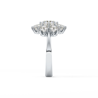 Round Cluster Lab Grown Diamond Engagement Ring