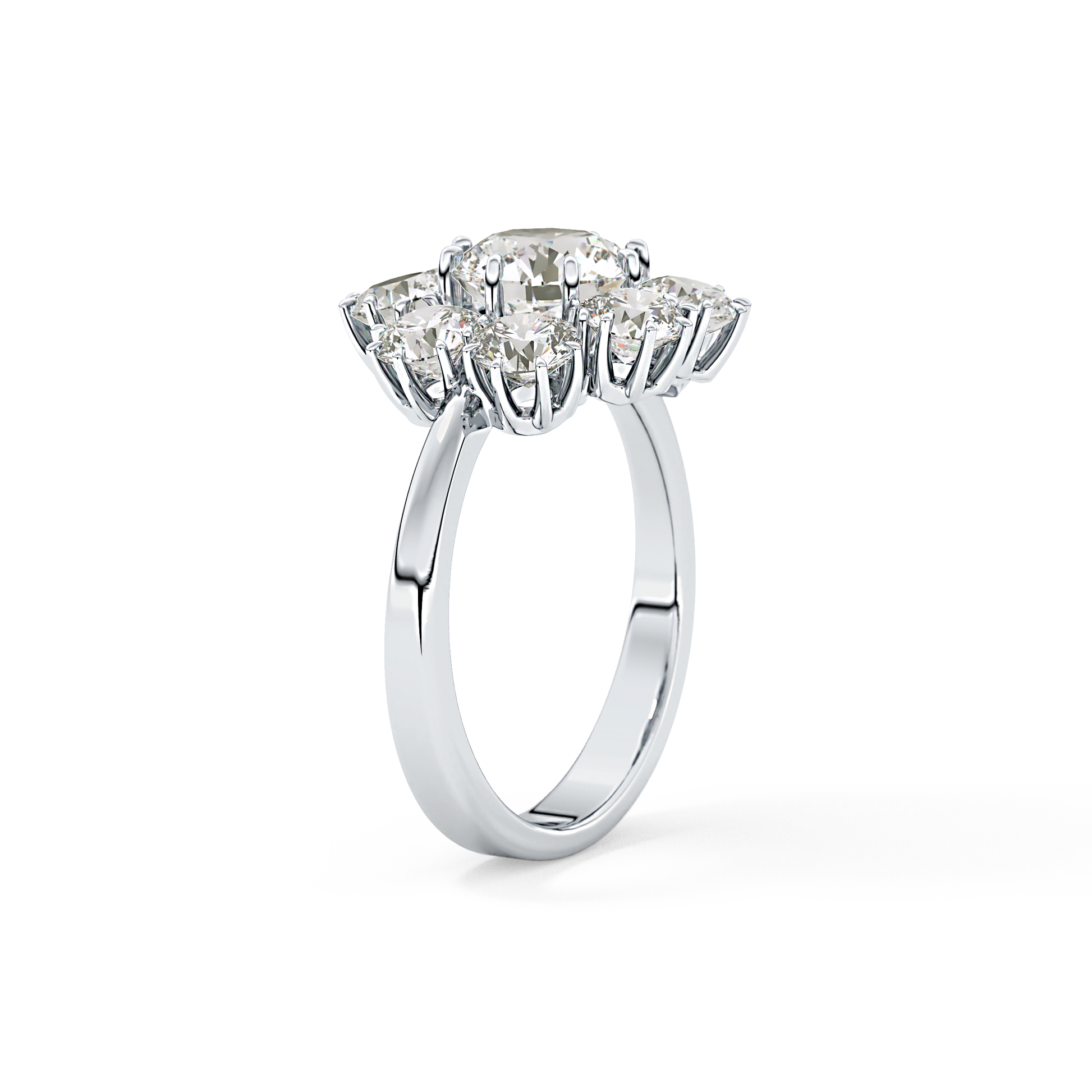 Round Cluster Lab Grown Diamond Engagement Ring