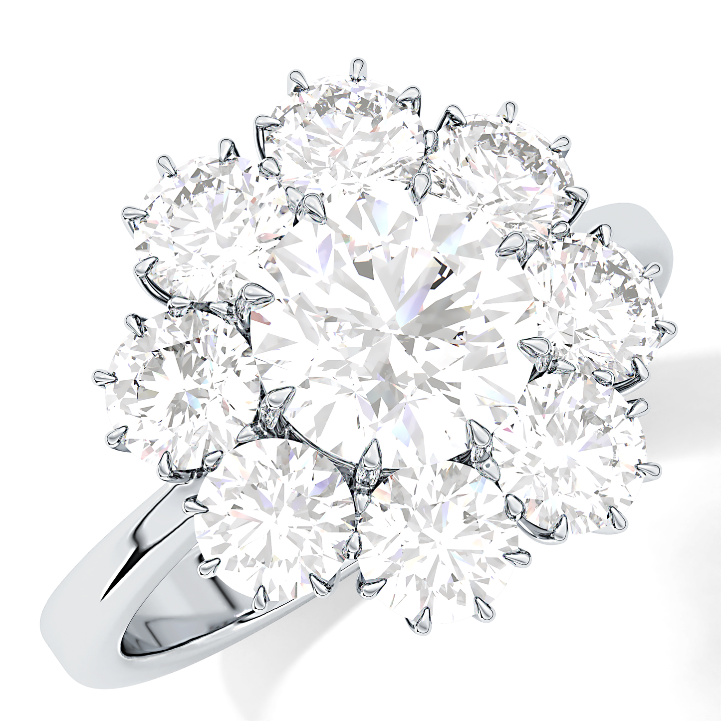 Round Cluster Lab Grown Diamond Engagement Ring